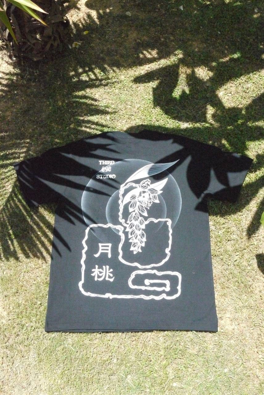 Getto T — オリジナルTシャツ（黒・月桃バックプリント）