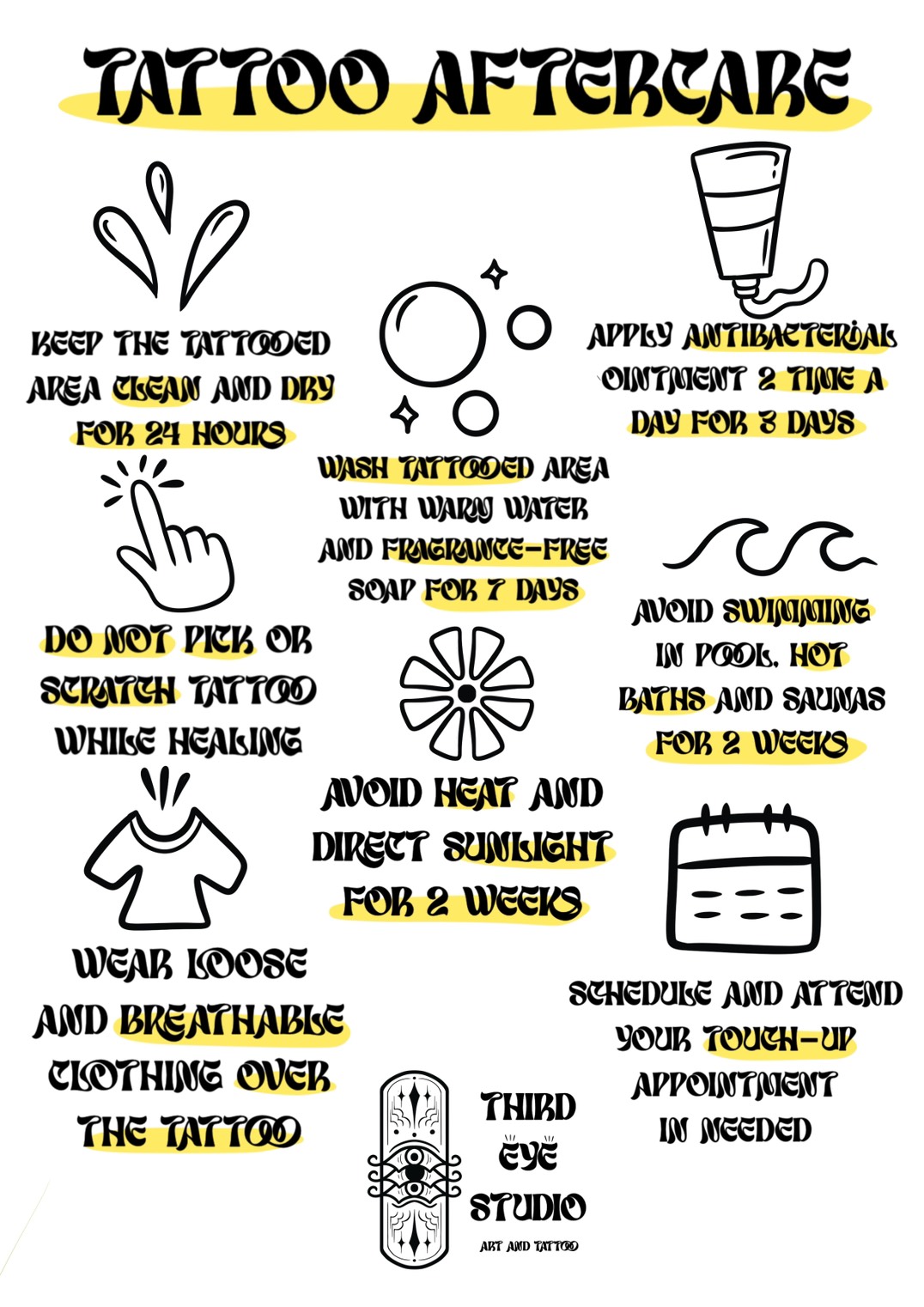 Tattoo aftercare guide (English) — Third Eye Studio