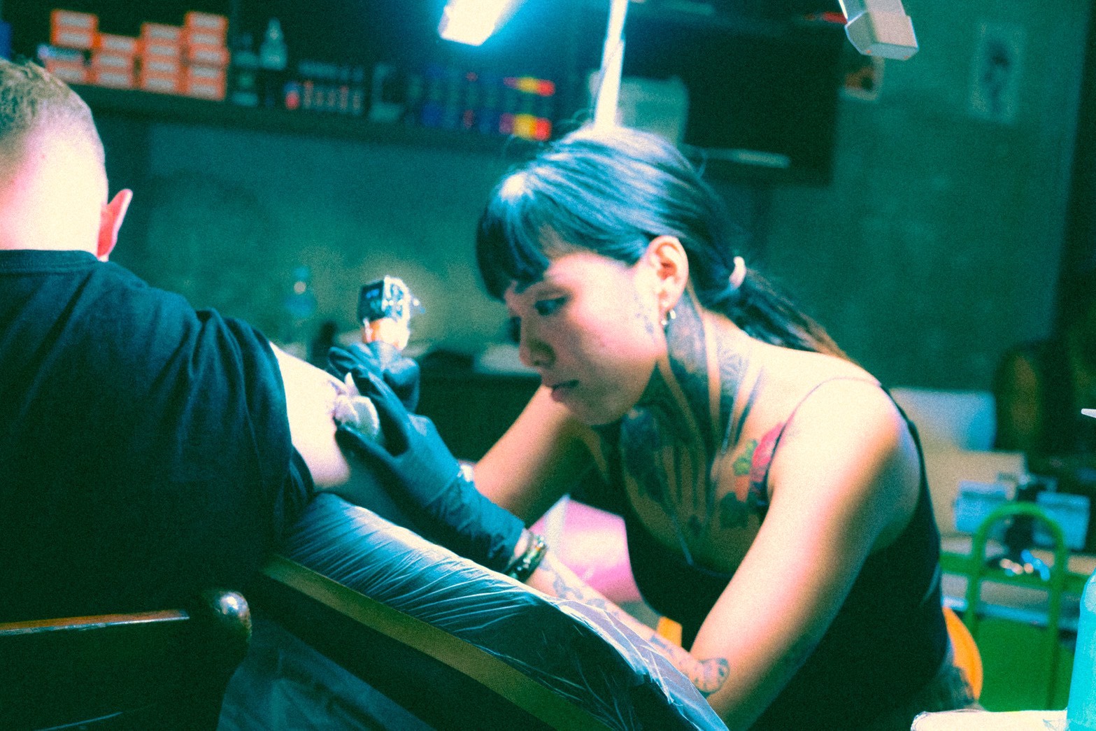 Kiko, owner of Third Eye Studio, at work